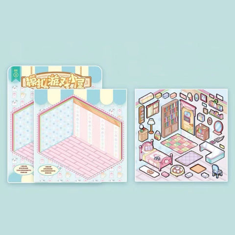 Business Simulation Game Sticker Scene Play Set, Clothing Store|Restaurant|Bakery Shop