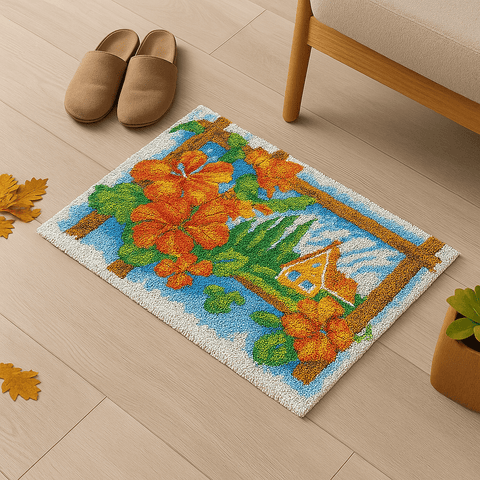 Flower Home - (16x24in - 40x60cm ) - DIY Latch Hook Kit