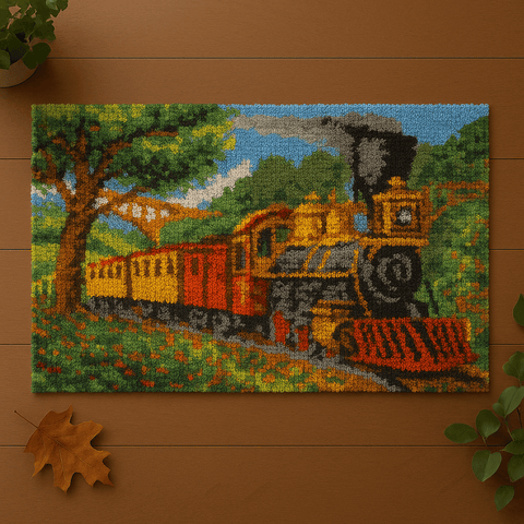 Steam Train - (16x24in - 40x60cm ) - DIY Latch Hook Kit