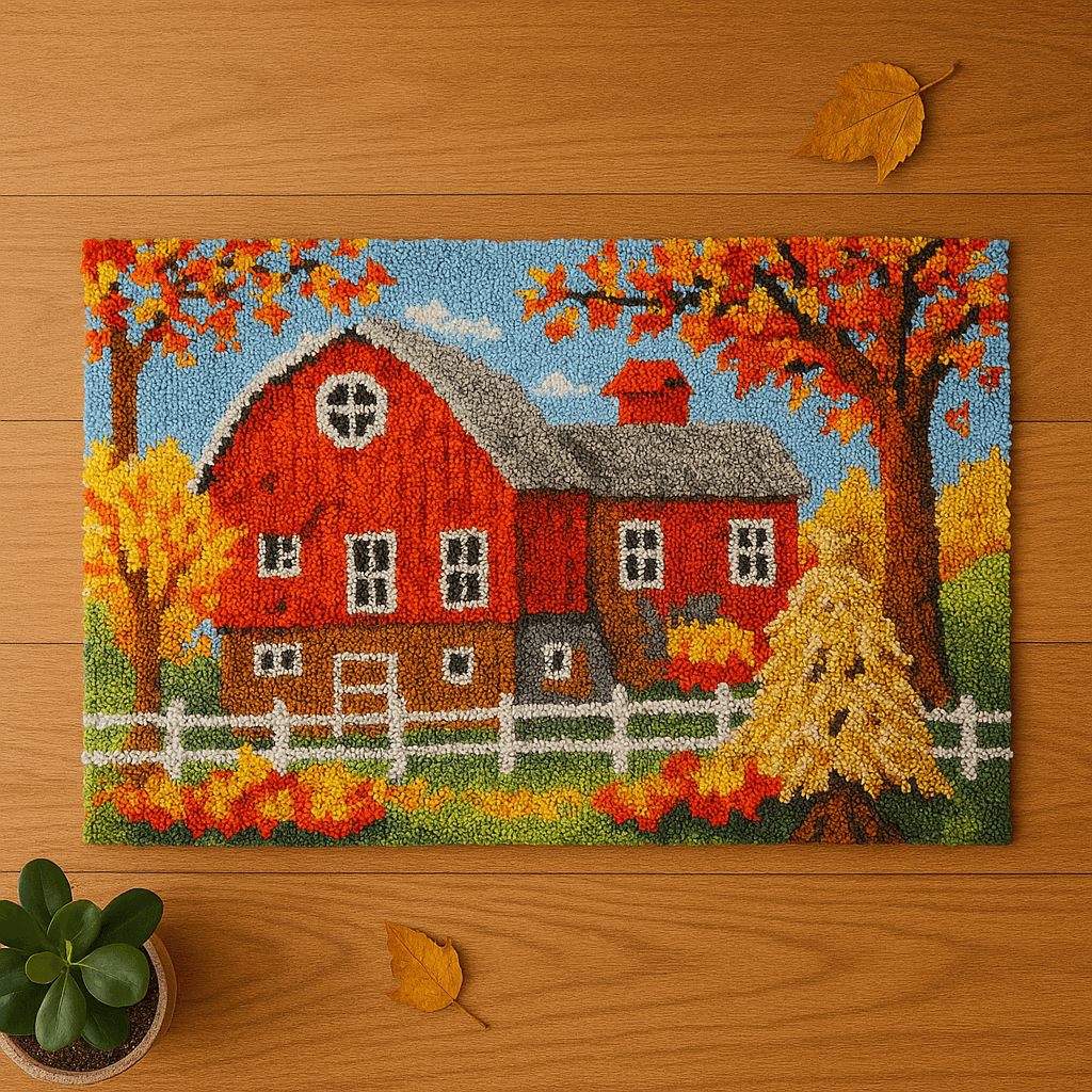 Red Barn - (16x24in - 40x60cm ) - DIY Latch Hook Kit