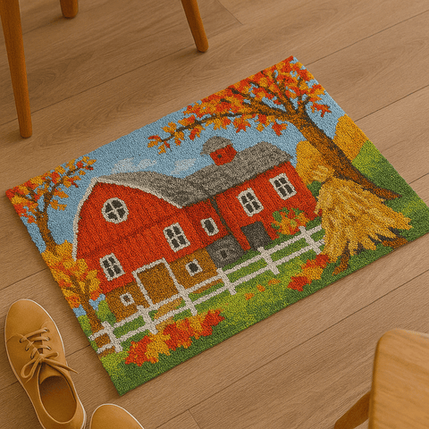 Red Barn - (16x24in - 40x60cm ) - DIY Latch Hook Kit