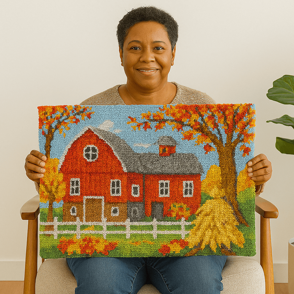 Red Barn - (16x24in - 40x60cm ) - DIY Latch Hook Kit