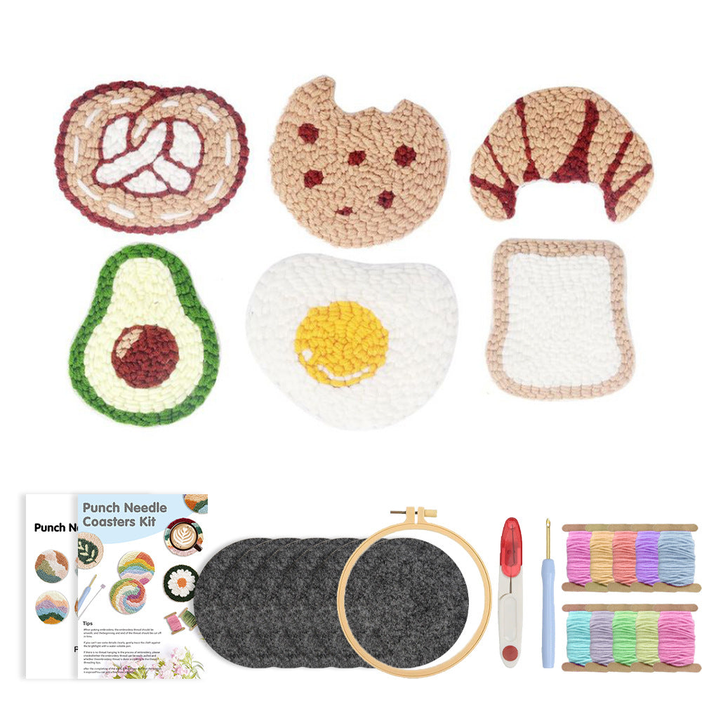 Breakfast - Punch Needle Coaster (6-Piece Set)