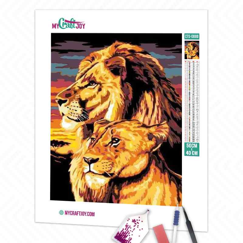 Lion and Lioness - DIY Diamond Painting Kit